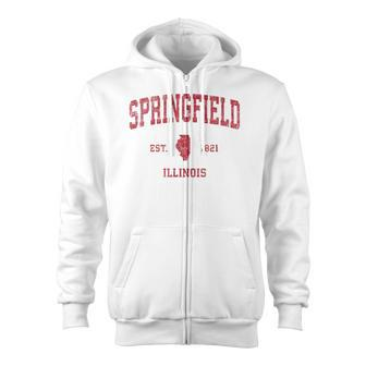Springfield Illinois Il Vintage Sports Red Print Zip Up Hoodie - Monsterry DE