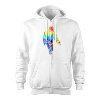 Tie Dye Bigfoo Cute Retro Hiding Champion Tee Zip Up Hoodie - Monsterry