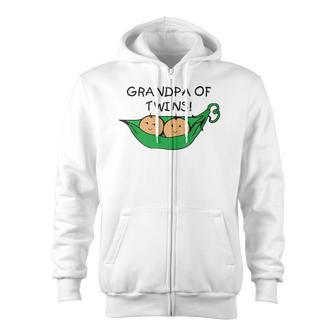 Two Peas In A Pod Grandpa Of Twins Zip Up Hoodie - Monsterry CA