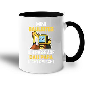 Kinder Mini Bauleiter Ich Passe Auf Dass Papa Nicht Pfuscht Bauherr Tasse Zweifarbig - Geschenkecke