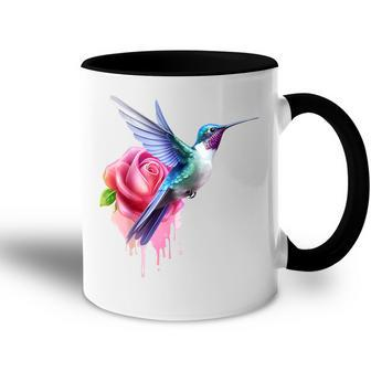 Kolibri-Kunst Rose Tier Bunte Grafik Kolibri Tasse Zweifarbig - Seseable