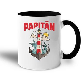 Papitänatertag Bester Papa Anker Leuchtturm Norden Kapitän Kapuzenjacke Tasse Zweifarbig - Geschenkecke