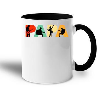 Retro Gitarre Papa Lustiger Papa Gitarrenspieler Tasse Zweifarbig - Geschenkecke