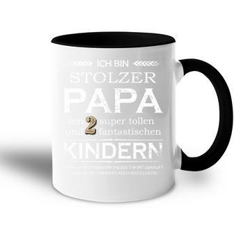 Vatertagsgeschenk Stolzer Papa Zwei Kinder Lustiges Herren Tasse Zweifarbig - Geschenkecke