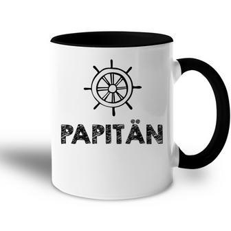 Weltbester Papiatertag Steuerrad Papa Segeln Mittelmeer Tasse Zweifarbig - Geschenkecke