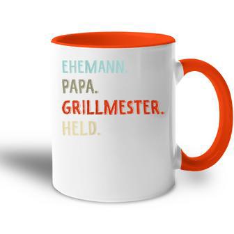 Damen Lustige Idee Zumatertag Ehemann Papa Grillmester Held Mit-Ausschnitt Tasse Zweifarbig - Geschenkecke