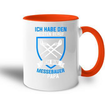 Damen Messebau Papaateratertag Messebauer Mit-Ausschnitt Tasse Zweifarbig - Geschenkecke