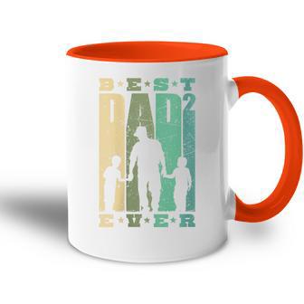 Damen Papa 2 Söhne Dad Hoch 2 Zweifacherater Mit-Ausschnitt Tasse Zweifarbig - Geschenkecke