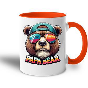 Damen Papa Bär Papa Bearatertagsgeschenk Für Papa Spruch Lustig Mit-Ausschnitt Tasse Zweifarbig - Geschenkecke