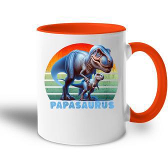 Damen Papasaurusatertag Bester Papa Mit-Ausschnitt Tasse Zweifarbig - Geschenkecke