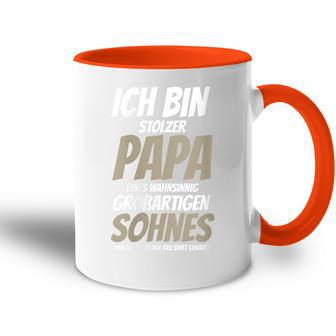 Damenatertag Stolzer-Papa -Om Großartigen Sohn Bekommen Mit-Ausschnitt Tasse Zweifarbig - Geschenkecke