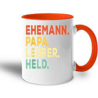 Herren Ehemann Papa Lehrer Held Retro-Jahrgangatertag Tasse Zweifarbig - Geschenkecke