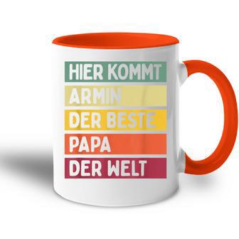 Herren Hier Kommt Armin Der Beste Papa Der Weltatertag Retro Tasse Zweifarbig - Geschenkecke