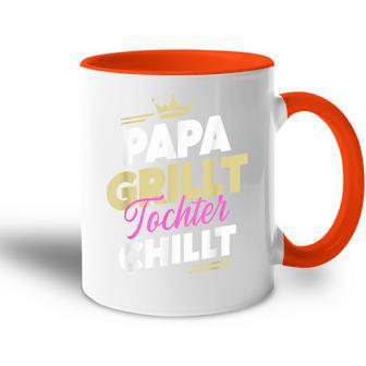 Papa Grillt Tochter Chilltatertag Outdoor Grillen Fan Tasse Zweifarbig - Geschenkecke