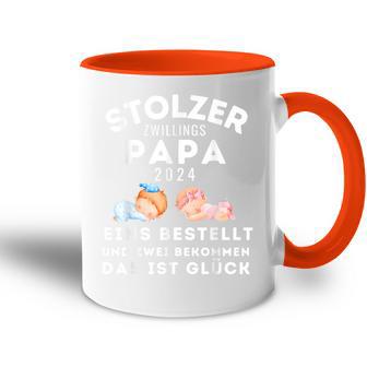 Papaon Zwillingen 2024 Saying Proud Twin Papa 2024 Tasse Zweifarbig - Geschenkecke