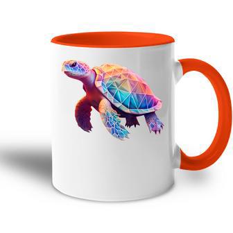 Schildkröte Bunt Polygon Pink Tiermotiv Kunst Geometrisch Tasse Zweifarbig - Geschenkecke