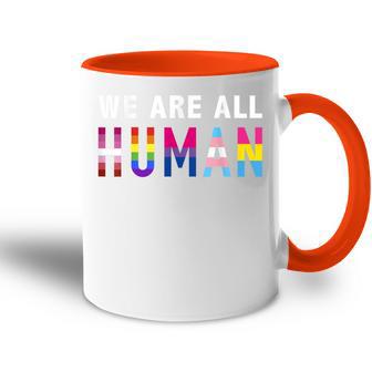 Wir Sind Alle Menschen Human Mit Lgbtq Flag Tasse Zweifarbig - Geschenkecke