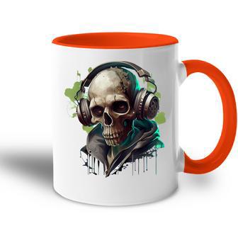 Zombie Totenkopf Dj Mit Kopfhörer Für Musiker Und Musik Fans Tasse Zweifarbig - Geschenkecke