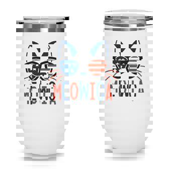 4Th Of July Meowica Cat American Flag Sunglasses Merica Patriotic Wine Tumbler - Seseable