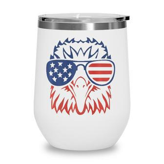 American Bald Eagle Usa Flag 4Th Of July Eagle Usa Tee Wine Tumbler - Seseable