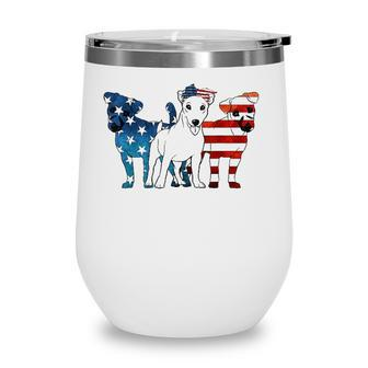 American Flag 4Th Of July Jack Russell Terrier Dog Lovers Wine Tumbler - Seseable