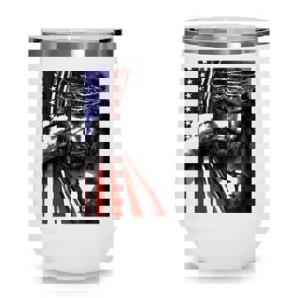 American Flag And Jesus Happy Independence Day 4Th Of July Wine Tumbler - Seseable