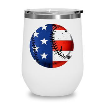 American Flag Baseball Patriotic Usa 4Th Of July Gift Wine Tumbler - Seseable