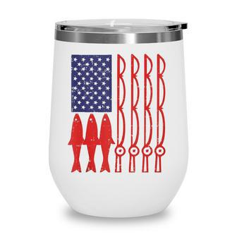 American Flag Fishing 4Th Of July Patriotic Dad Gift Angler Wine Tumbler - Seseable