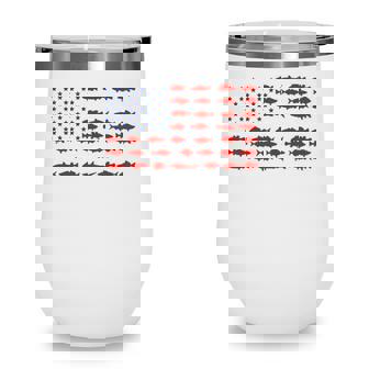 American Flag Fishing Theme Patriotic For Men Women Kids Wine Tumbler - Seseable