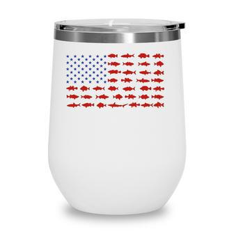 American Flag Fishing Theme Patriotic For Men Women Kids Wine Tumbler - Seseable