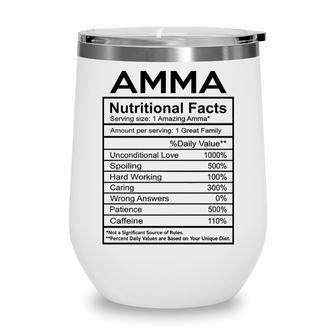 Amma Grandma Gift Amma Nutritional Facts Wine Tumbler - Seseable