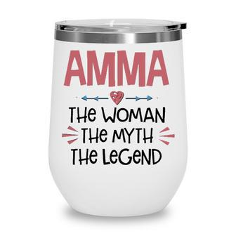 Amma Grandma Gift Amma The Woman The Myth The Legend Wine Tumbler - Seseable