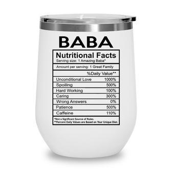 Baba Grandma Gift Baba Nutritional Facts Wine Tumbler - Seseable