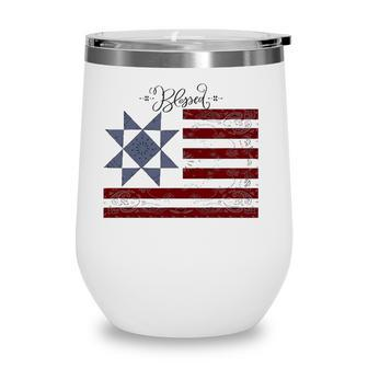 Barn Quilt July 4Th Gifts Vintage Usa Flag S Wine Tumbler - Seseable