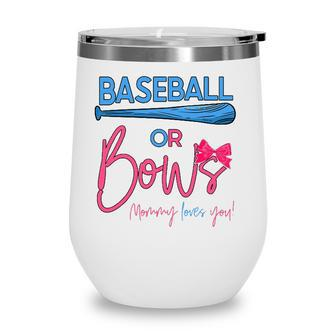 Baseball Or Bows Gender Reveal Party Idea For Mommy Wine Tumbler - Seseable