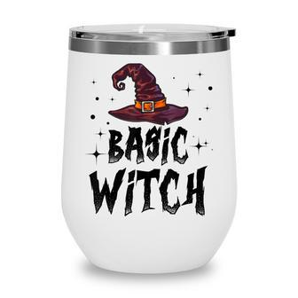 Basic Witch Women Halloween Distressed Witch Hat Wine Tumbler - Seseable