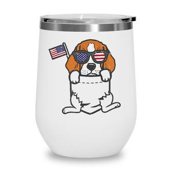 Beagle Feet Pocket Cute American Usa 4Th Of July Fourth Dog Wine Tumbler - Seseable