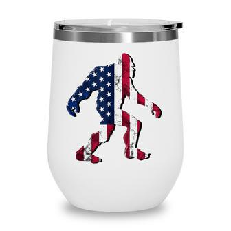 Bigfoot Flag - American Usa Flag Patriotic 4Th Of July Funny Wine Tumbler - Seseable