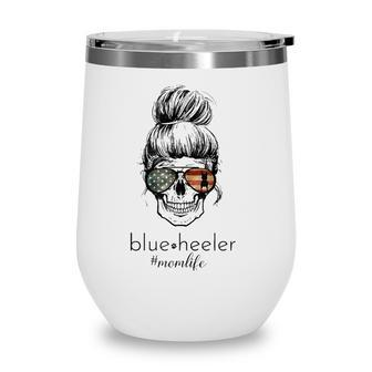 Blue Heeler Dog Mom American Flag Sunglasses Wine Tumbler - Seseable