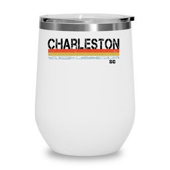 Charleston Vintage Retro Stripes Wine Tumbler - Seseable
