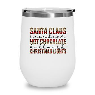 Christmas Buffalo Plaid Santa Claus Hot Cocoa Holiday Christmas Lights Wine Tumbler - Seseable