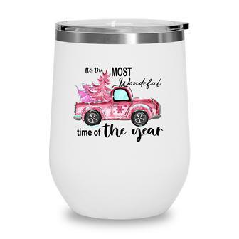 Christmas It Is The Most Wonderful Time Of The Year Holiday Vintage Christmas Truck Wine Tumbler - Seseable