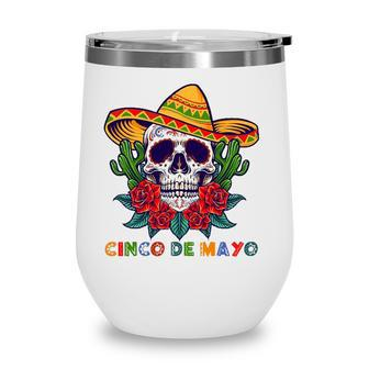 Cinco De Mayo Mexican Cross Sunglasses Skull Mustache Wine Tumbler - Seseable