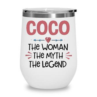 Coco Grandma Gift Coco The Woman The Myth The Legend Wine Tumbler - Seseable