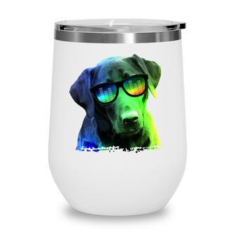 Colorful Dog Retriever Labrador Pet Lovers Gift Wine Tumbler - Seseable