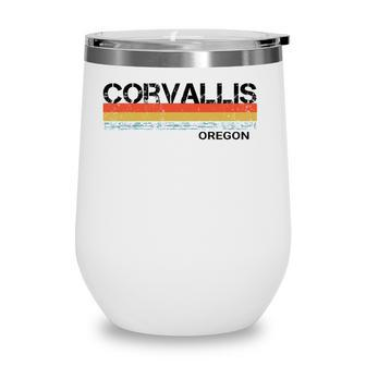 Corvallis Oregon Vintage Retro Stripes Wine Tumbler - Seseable