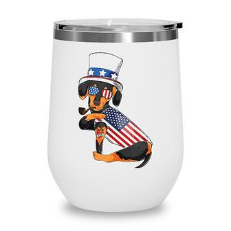 Dachshund Dog Merica 4Th Of July Usa American Flag Men Women Wine Tumbler - Seseable