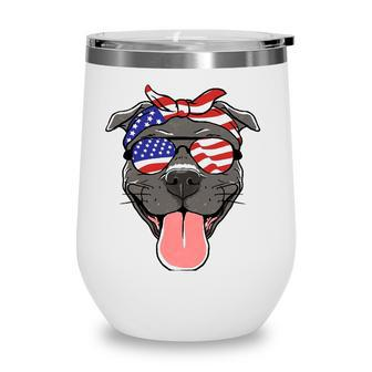 Fourth Of July Dog Lovers Patriotic Pup For Men Women Kids Wine Tumbler - Seseable