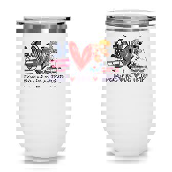 Funny 4Th Of July Peace Love Trump Merica Usa Flag Patriotic Wine Tumbler - Seseable