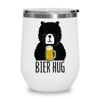 Funny Oktoberfest Design Bier Beer Bear Hug German Party Wine Tumbler - Seseable